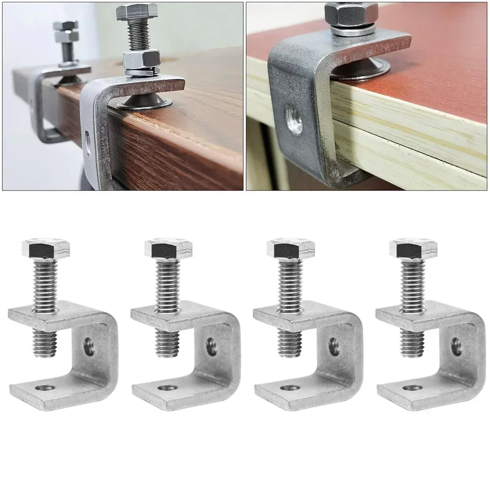 1/2/4pcs C-clamp Jaw Stainless Steel For Mounting U Clamps Small Desk Clamp C-Clamps Tiger Clamp