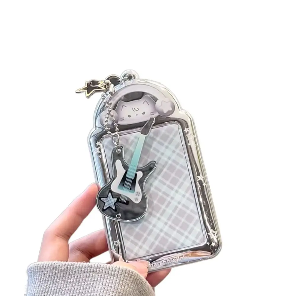 Cute 3 Inch Photocard Holder Rock Kitten Transparent Idol Photo Protective Case PVC Student ID Card Cover Kpop Photo Frames