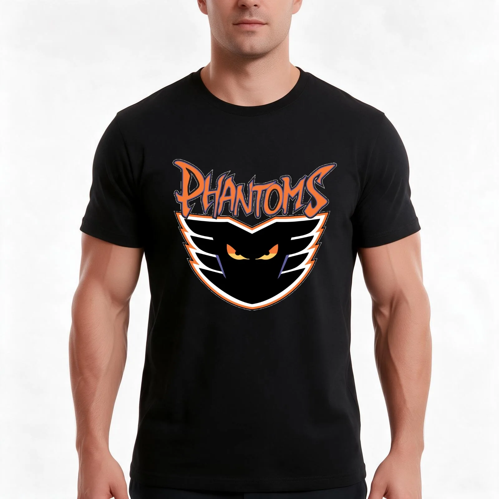 Phantoms Play Hockey T-Shirt, Summer Casual Cotton Tee, Oversized Streetwear Tops, Vintage Graphic Print, Loose Fit Short Sleeve