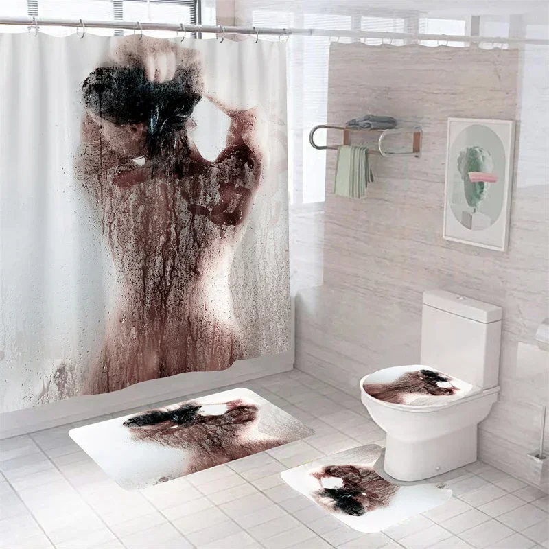 Women Shadow Shower Curtain Set Sexy Girl Portrait Bathroom Curtains for Home Decorations Creative Design Decor