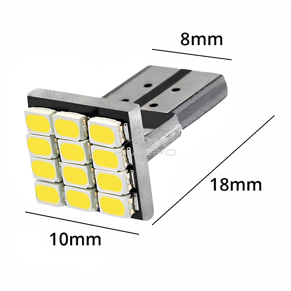 2/10 T10 W5W 12SMD 1206 mobil Wedge putih LED DC 12V Canbus dekoder tanpa kesalahan lampu eksternal pelat nomor lampu cadangan sudut Led