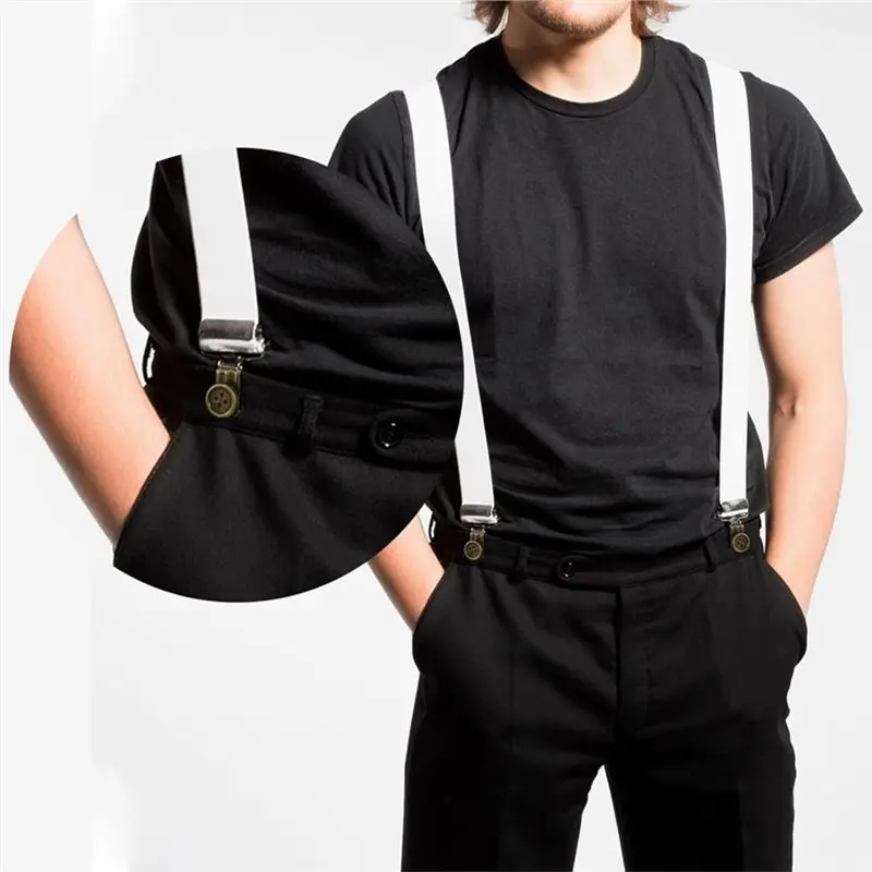 TKOH-Metal Suspenders Buttons 10 Pcs Movable No Sew Button End Brace Clip For Jeans For Pants Suspenders Hats