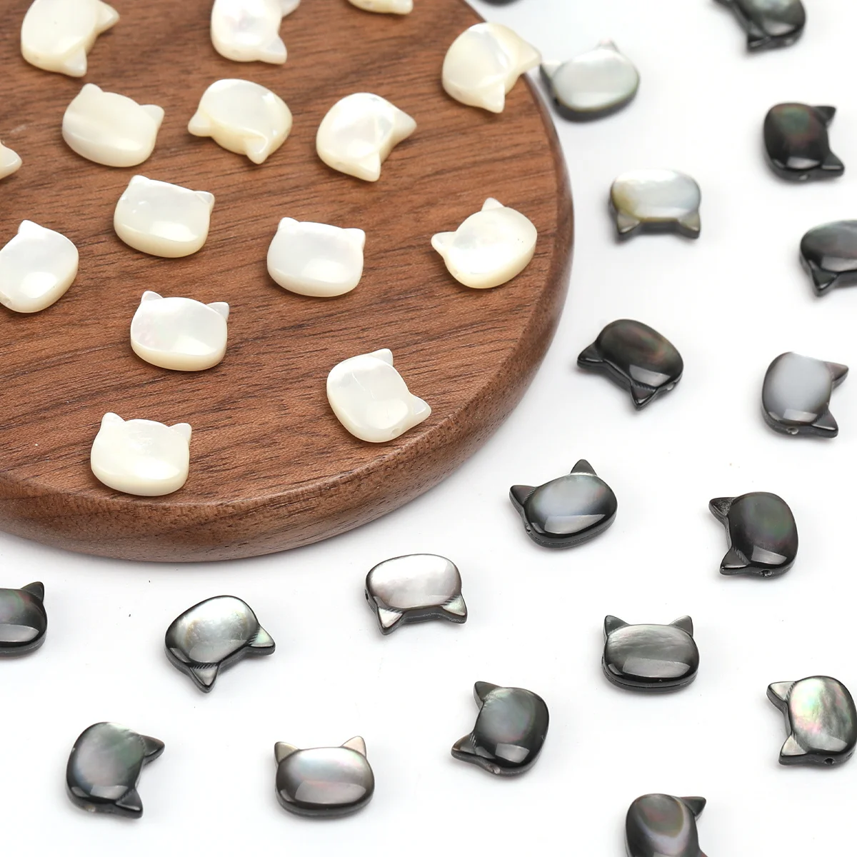 4pcs/8pcs Natural Shell Cat Head Bead, 10mm Cute Kitty Shaped Shell Spacer Bead for DIY Bracelet Necklace Jewelry Making