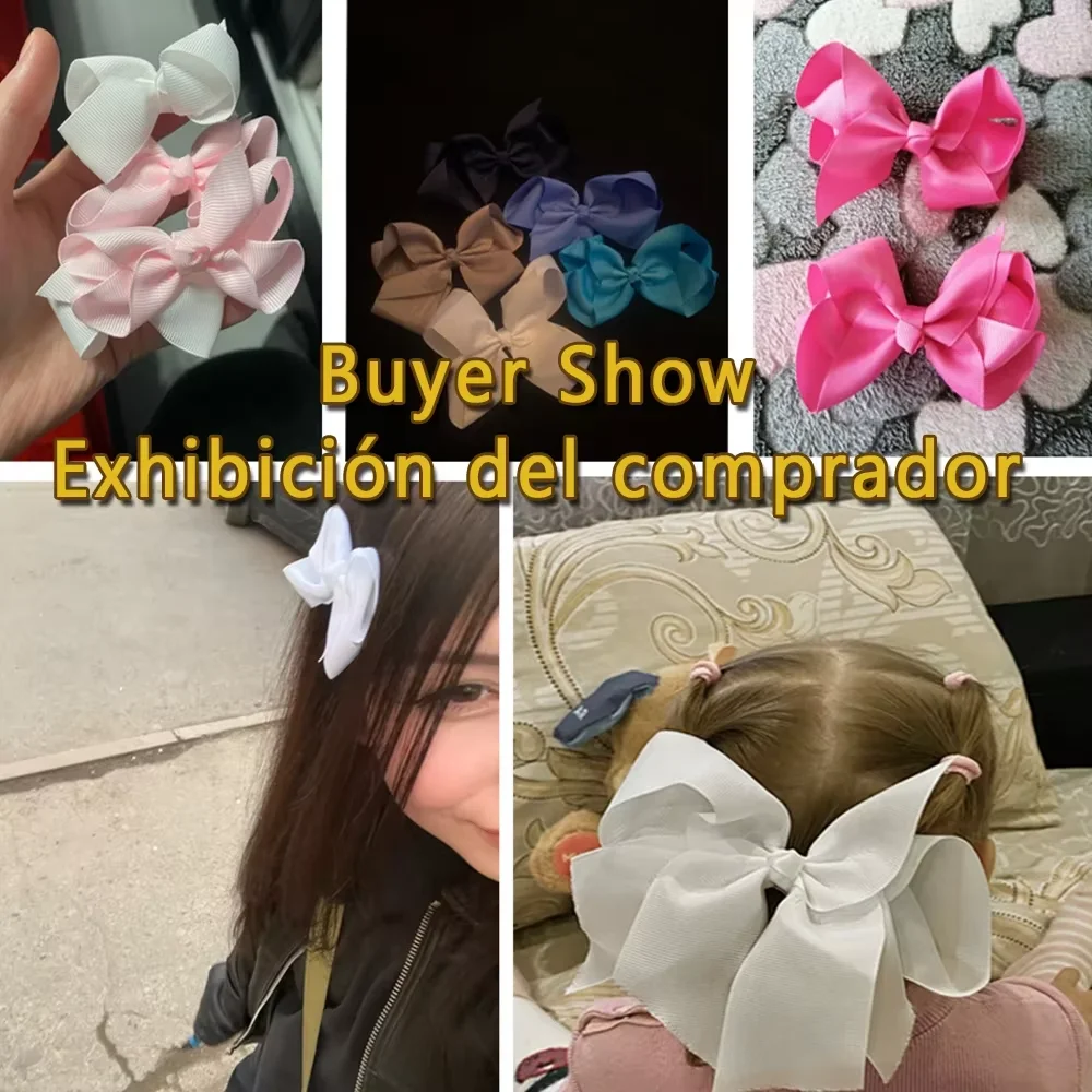 男の子と女の子のためのヘアクリップ,ブティックバレッタ,無地,グログランリボン,大きなヘアピン,子供用アクセサリー,6インチ,1個