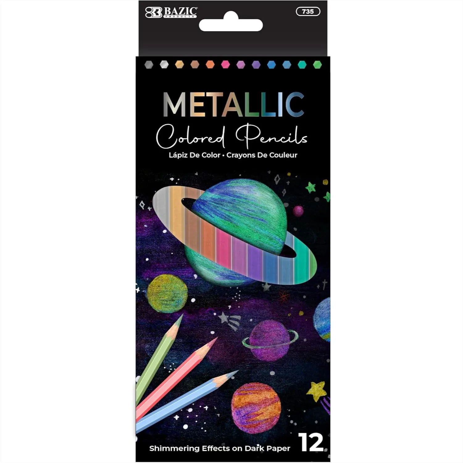 

Metallic Colored Pencils 12 Shimmering Colors For Galaxy Art Cards And Posters