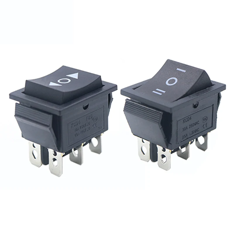 Interrupteur basculant KCD4, interrupteur de puissance ON-OFF-ON à trois positions, 6 broches, 16A/250V, 20A/125VCA, interrupteur de bateau noir avec flèche de réinitialisation