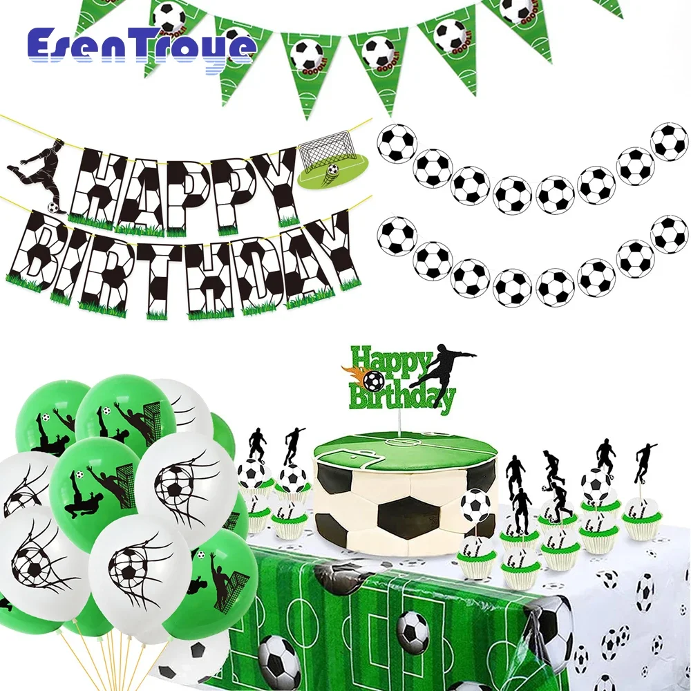 

Football Birthday Party Decoration Happy Sign Banner Cake Toppers Soccer Disposable Tableware for Boys Kids Baby Shower Supplies