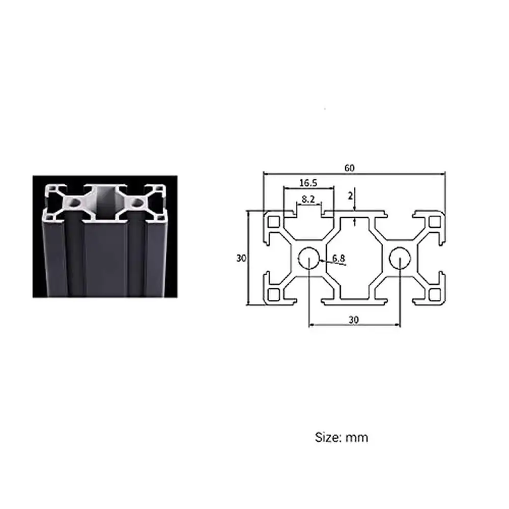 6063 Aluminum Alloy 3060 Extrusion Profile Black Anodized Linear Rail Guide 78.74