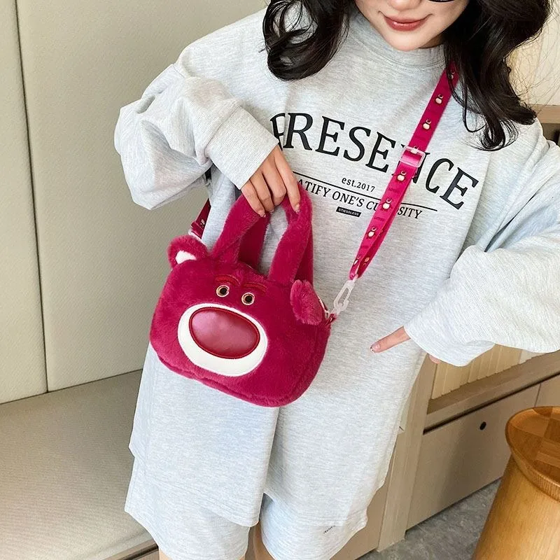 Disney Stellalou Linabell Lotso New Creative Cartoon Fashion Simple Versatile Large Capacity Plush Shoulder Hand Crossbody Bag