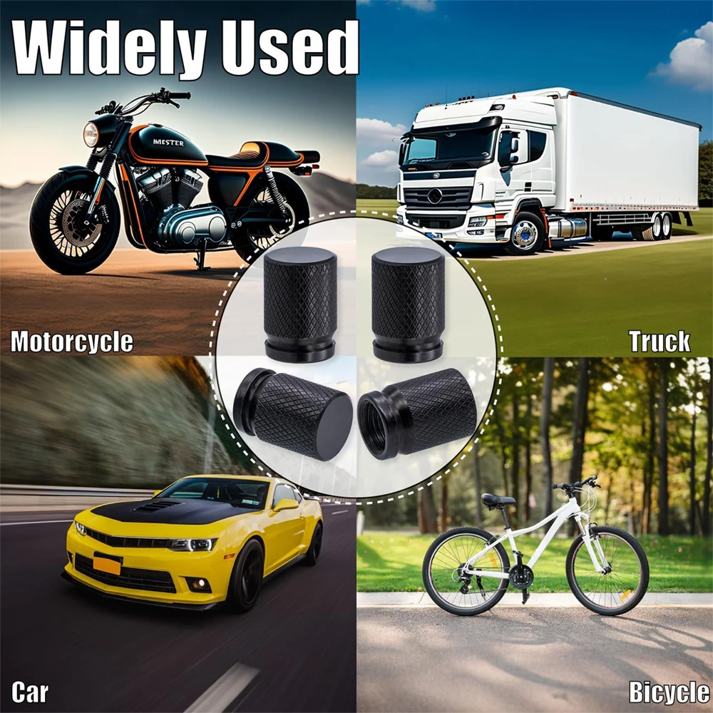 4 Stück Reifenventilkappen mit O-Ring, universelle Ventilabdeckungen für Autos, SUVs, Fahrräder, LKWs, Motorräder