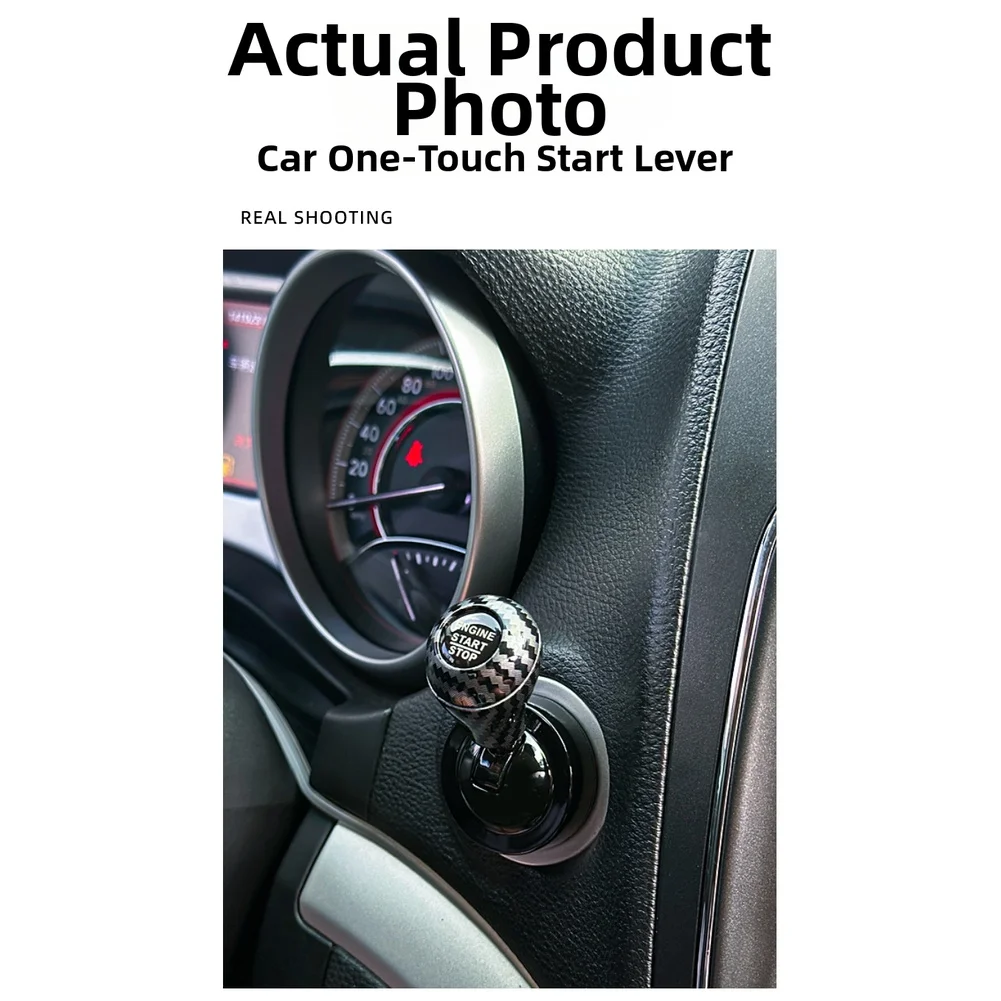 Carbon Fiber Textured Gear Shift Knob with Built-in One Click Start Switch Cover for BMW and For HONDA Applications
