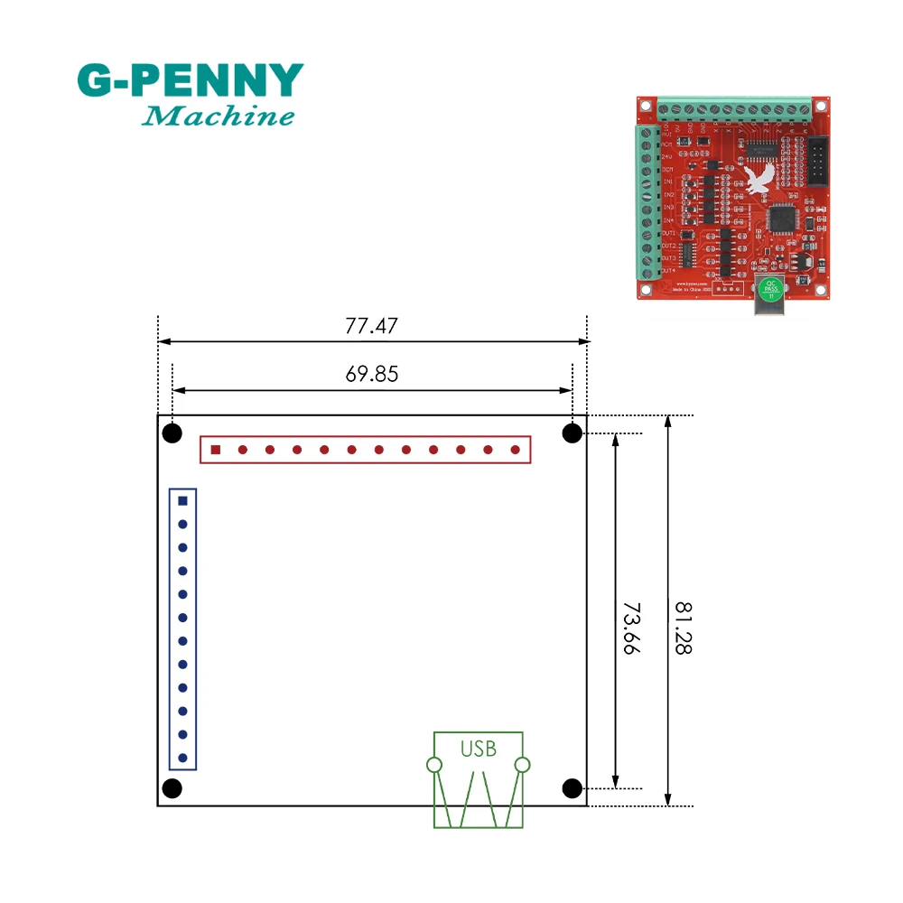 Free shipping! 4 Axis red Feidiao card USB interface MACH3 CNC interface board motion control card board