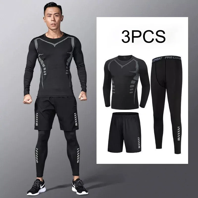 

3pcs，Football training suit, quick drying tight fitting suit, basketball training suit set