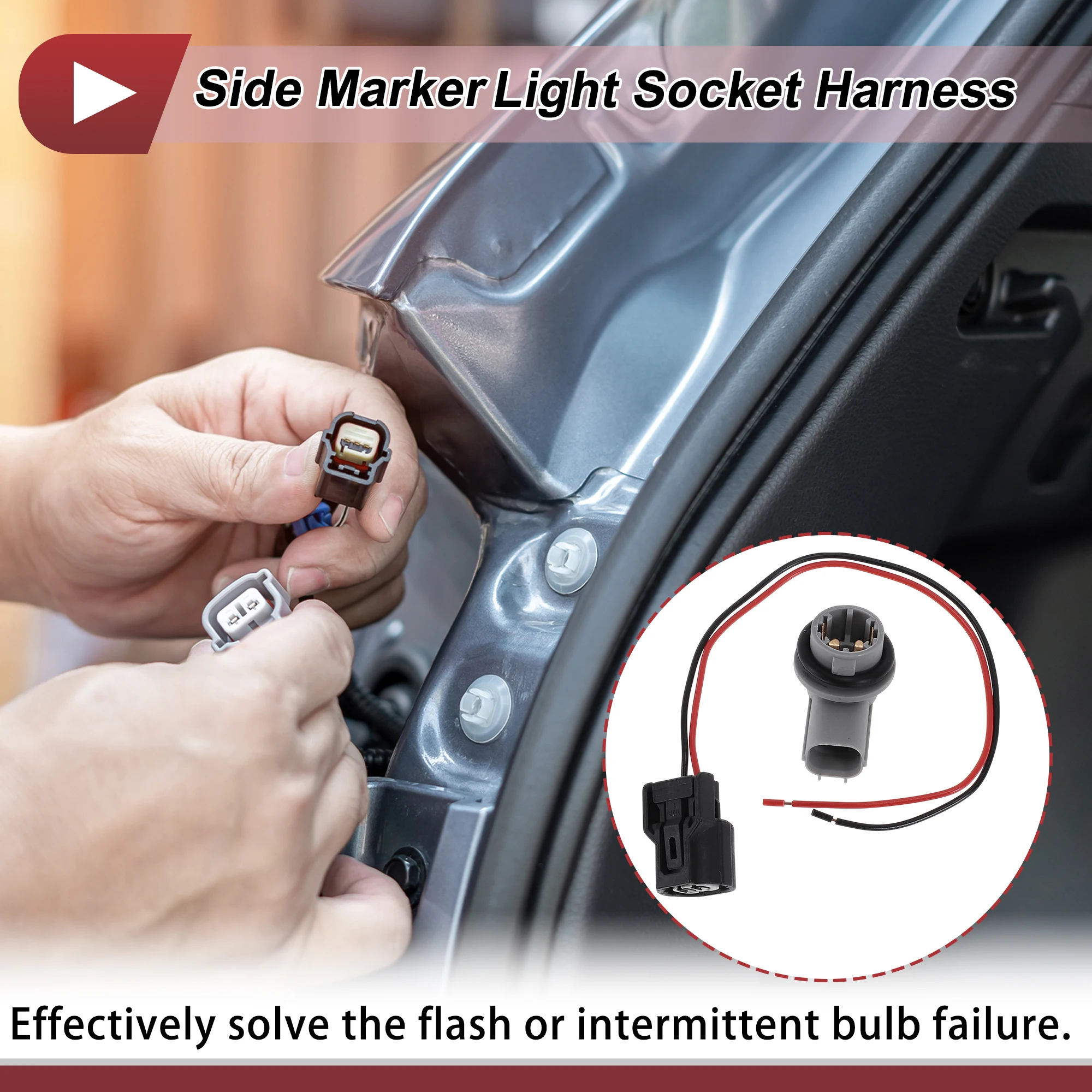 UXCELL Side Marker Light Bulb Socket Harness for Honda Civic 2016-2021 No.33304TETH01