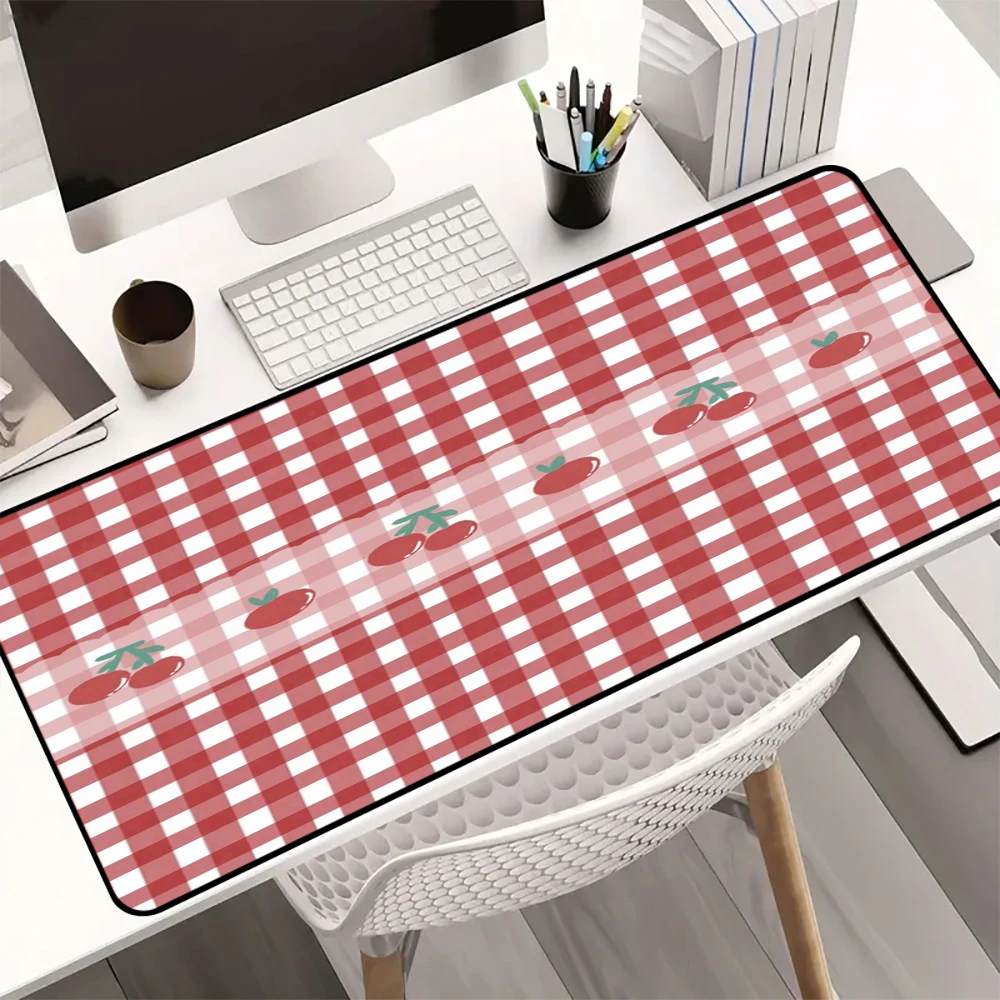 Red Gingham XXL Mouse Pad Vintage Checkered Desk Mat Cute Cottagecore Aesthetic Desk Accessory for Home Office