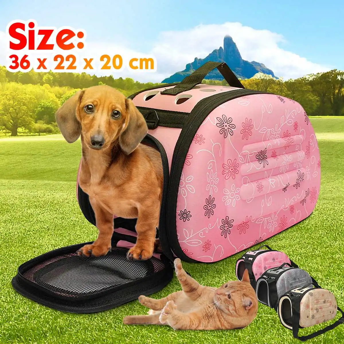 Foldable Dog Carrier Bag Portable Cat Handbag Travel Pet Soft Side Sling Bag Airline Transport Puppy Carrying Mesh Shoulder Bag