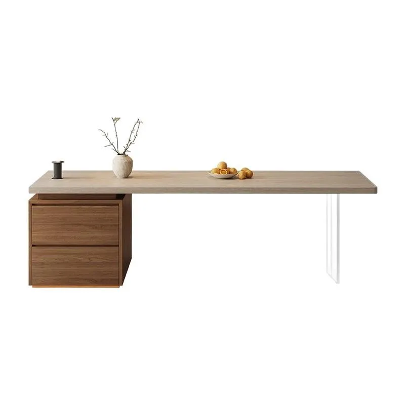 طاولة طعام متكاملة من هيراشيماداي، شقة صغيرة من الخشب الصلب بلون الجوز، بلاطة صخرية من الحجر الجيري، خزانة متعددة الوظائف