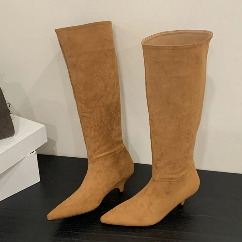 

Liyke/Зимние уличные женские тонкие сапоги до колена с острым носком, обувь на тонком каблуке, женские винтажные длинные ботильоны в стиле панк, Zapatos De Mujer