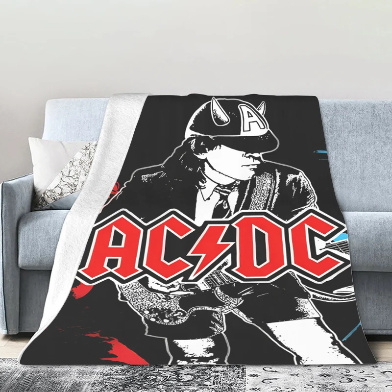 

Warm Winter Blankets Rock D-ACDC Decorative Sofa Microfiber Bedding Bed Fleece Camping Fluffy Soft Blankets King Size