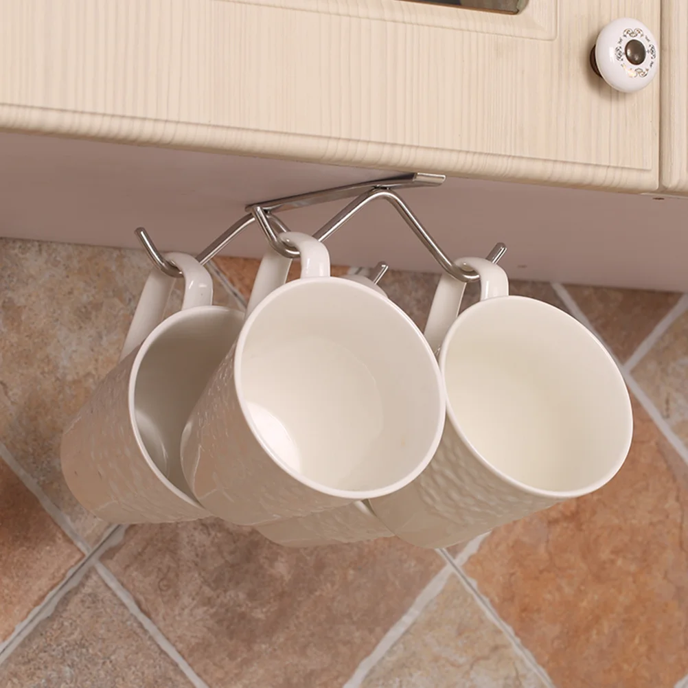 

1pc Stainless Steel Hanging Storage Rack Punch Organizer Shelf Coffee Cup Storage Stand Space-Saving Cup Rack