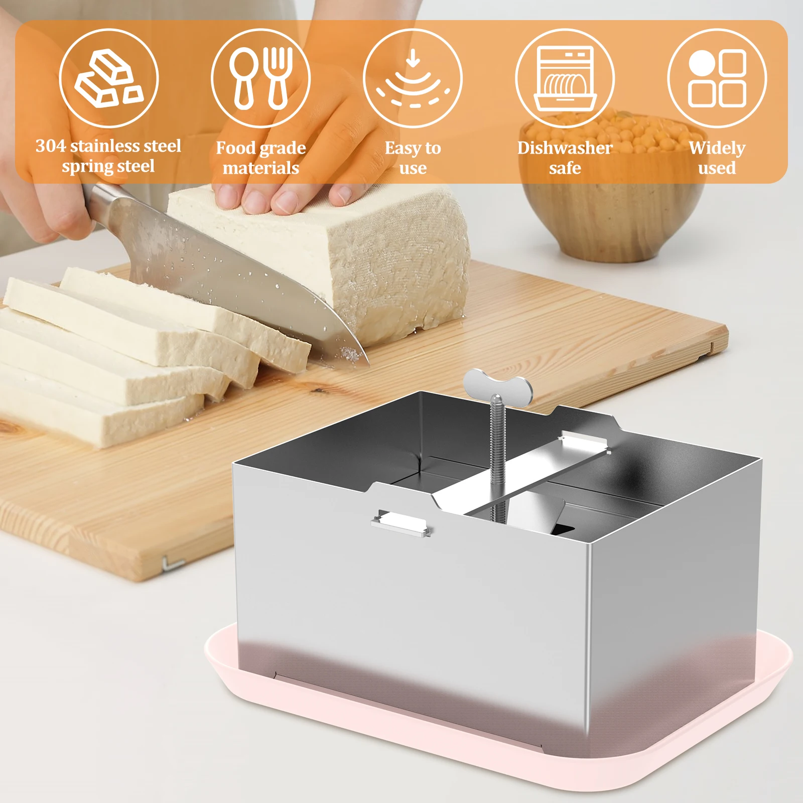 DIY Tofu Press Mould Homemade Tofu Mold Soybean Curd Tofu Making Mold with Drip Tray Stainless Steel Cooking Tool Kitchen Gadget
