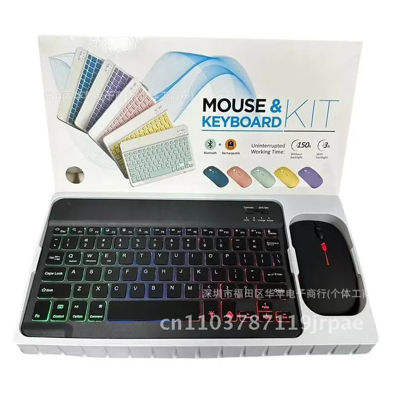 

10inch Backlit Wireless Bluetooth Keyboard for iPad iPhone Android Tablet Notebook - Ergonomic Design with Dual-Mode Mouse