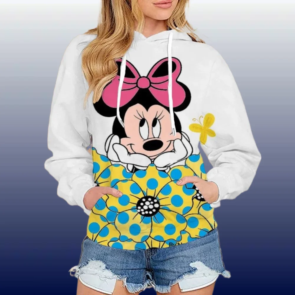 

2025 Disney Mickey Mouse Printed Hoodie Women Hoodie Street Women Fashion Sportswear Gothic Y2k Girls Drawstring Tracksuit