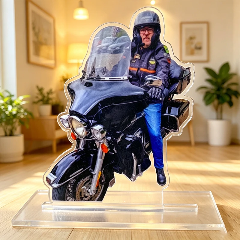 DIY Your Motorcycle Photo Custom Acrylic Stand Print Holographic Personalized Human Desktop Standee Character Standees Gift