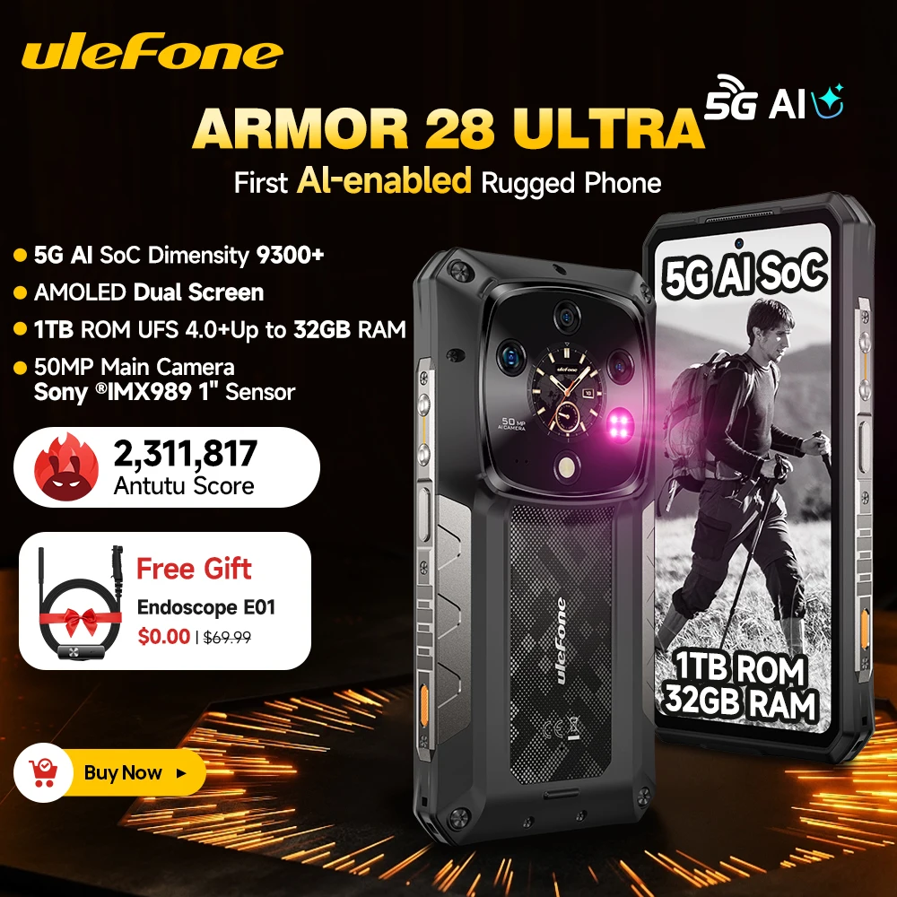 Ulefone Armor 28 Ultra 5G AI Rugged Phone 1TB ROM Up to 32GB RAM Smartphone Android 6.67