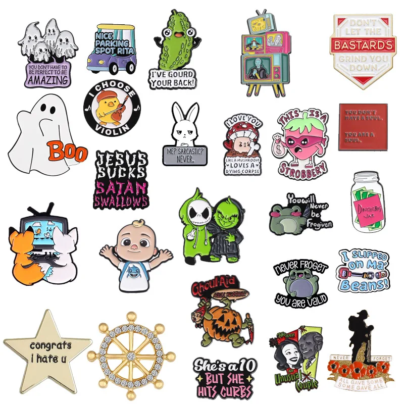 

Fun Cartoon Brooch Strange English Sentence Enamel Badge Student's Versatile Backpack Decoration Pin Ins Broochs Toys Gifts