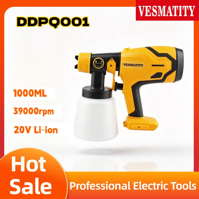 Lightweight Uniform Spray Brushless Electric Spray Gun Airbrush Paint Sprayer for Home DIY Project For DeWALT Battery