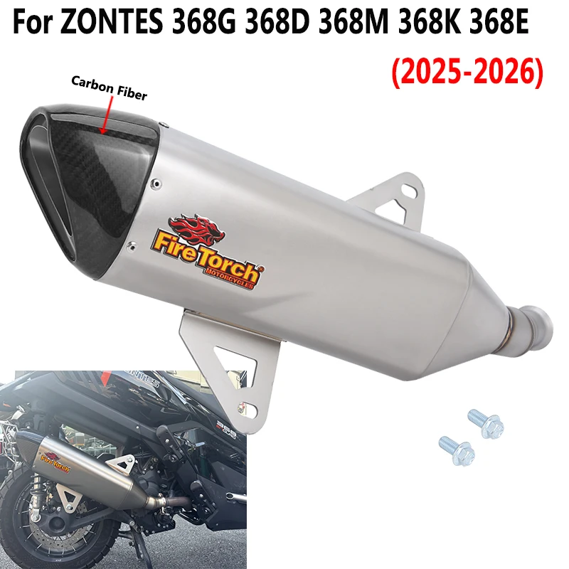 Slip On For ZONTES 368 368G 368D 368M 368K 368E 2025 2026 Motorcycle Exhaust Systems Middle Link Pipe Escape No DB Killer Muffle