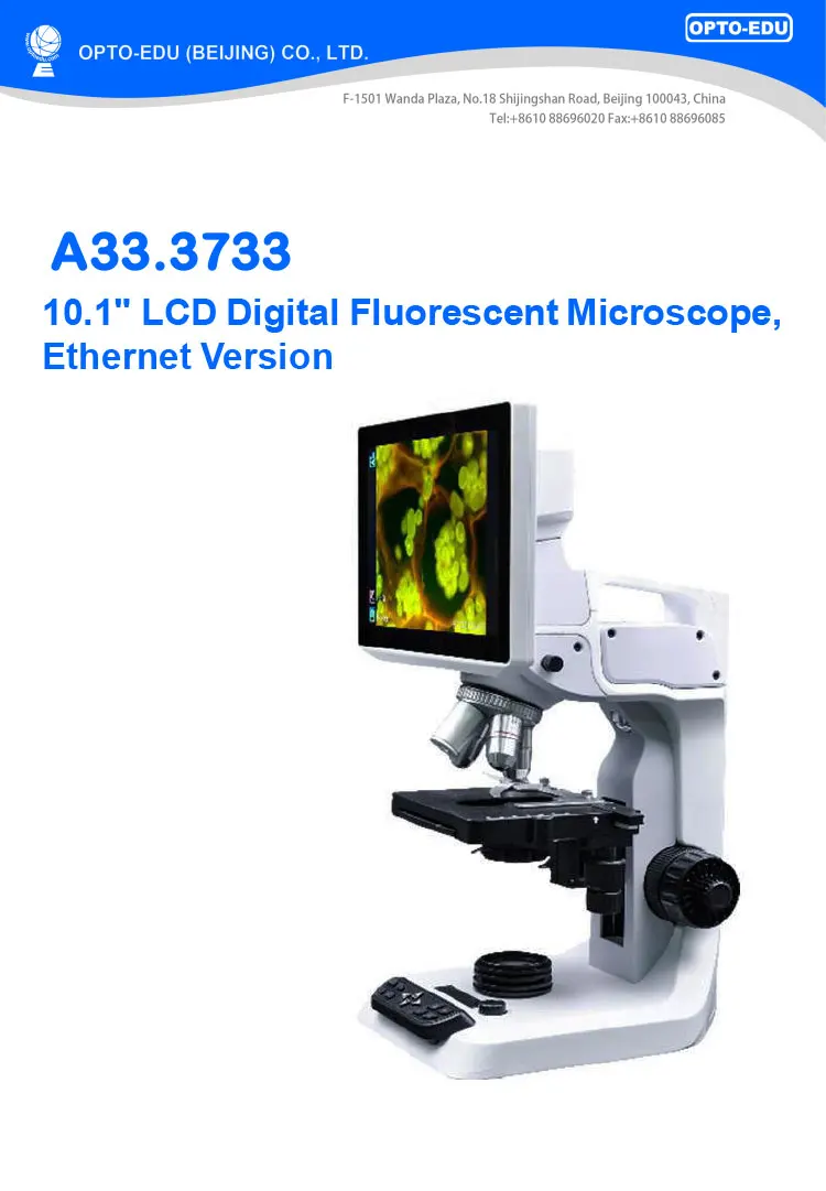 OPTO-EDU A33.3733-5.0M Fluorescent 10.1" LCD Digital Microscope