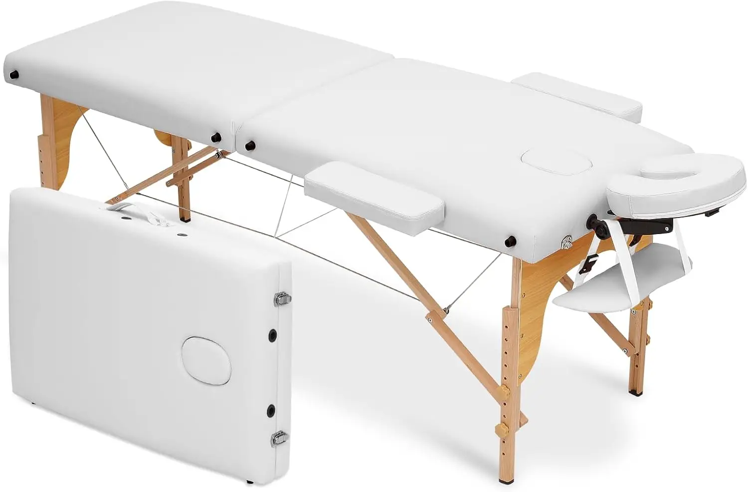 Table de massage portable avec cadre et étui de transport, lit de spa réglable recommandé, table de massage blanche, 82 po, 2