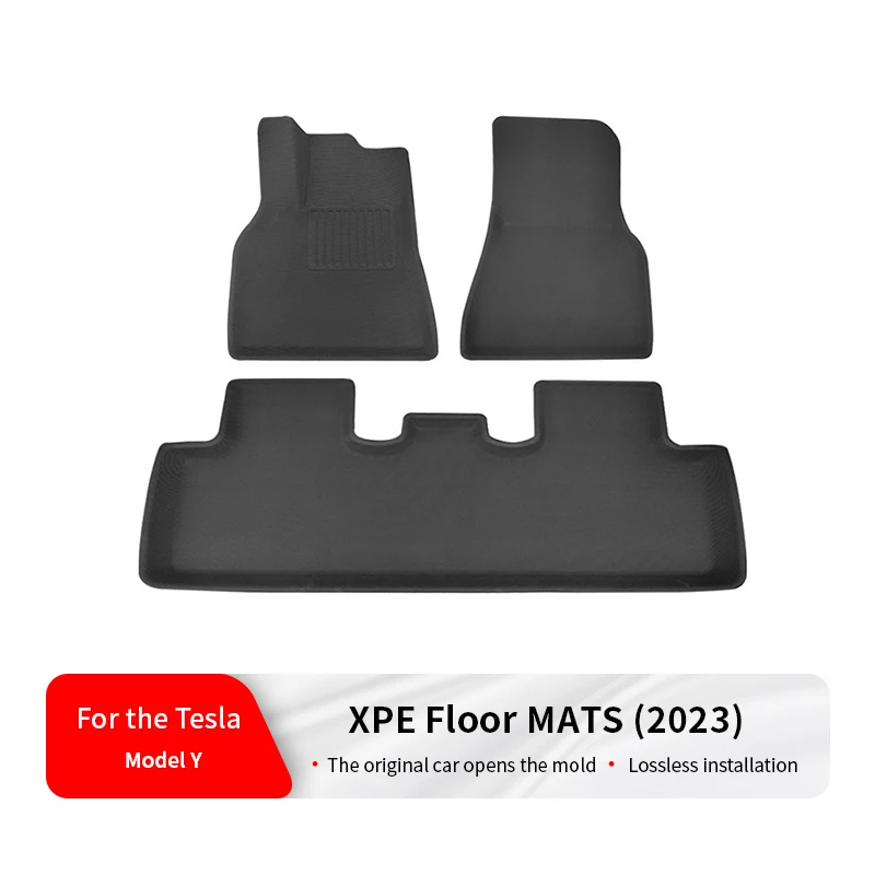 Black XPE Fully Surrounded Floor Mats for 2023 Tesla Model Y – All-Weather Liner, Precision Fit
