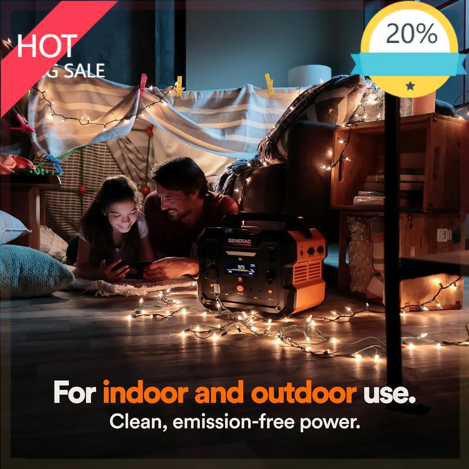 

(XMSJ)1086Wh Portable Power Station with Lithium-Ion Battery Clean, EmissionFree Wirless Charging Pad and Compact Des