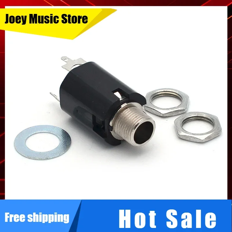 100pcs Guitar Endpin Jack 6.35 input for Guitar EQ Pickup Output Black Color
