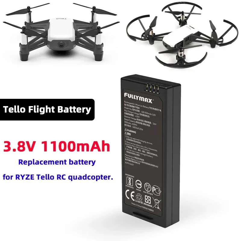 For Drone Tello Battery 3.8V 1100mAh Drone Battery Replacement for RYZE Tello RC Quadcopter DJI Tello Accessories 13-min Flight