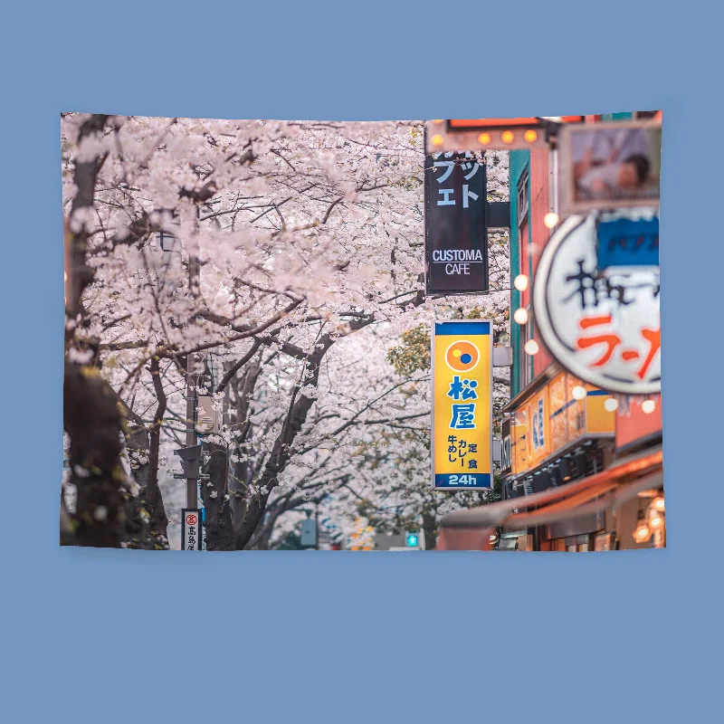 VIKAMA Japanisch inspirierter Wandteppich im Instagram-Stil, Hintergrund für Schlafzimmer, Kopfteil, Wandbehang, Schlafsaal-Wanddekoration