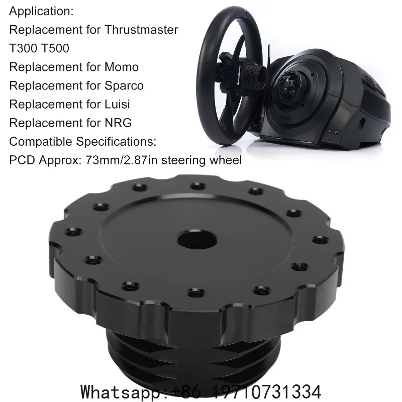 Generic Steering Wheel Adapter for Thrustmaster T300 T500 – PCD 73mm Aluminum Alloy Replacement Hub