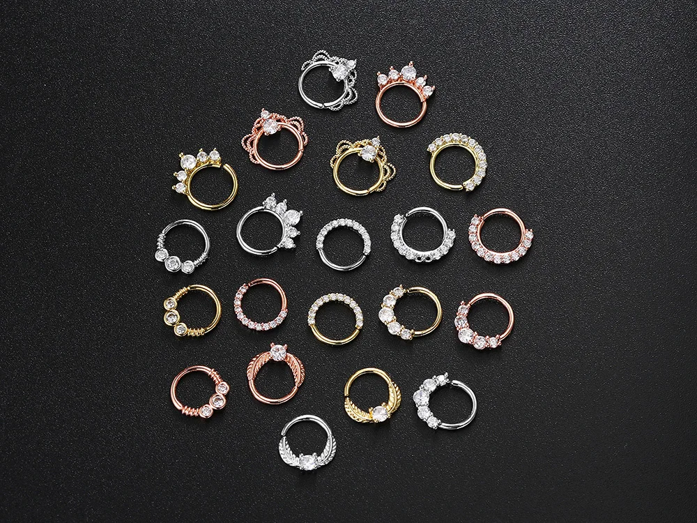 1PC Nase Ringe für Frauen Punk Gothic Micro-set Zirkon Knorpel Daith Ohrringe Septum Ring Körper Ohr Piercing schmuck KAE133 – Detail 4
