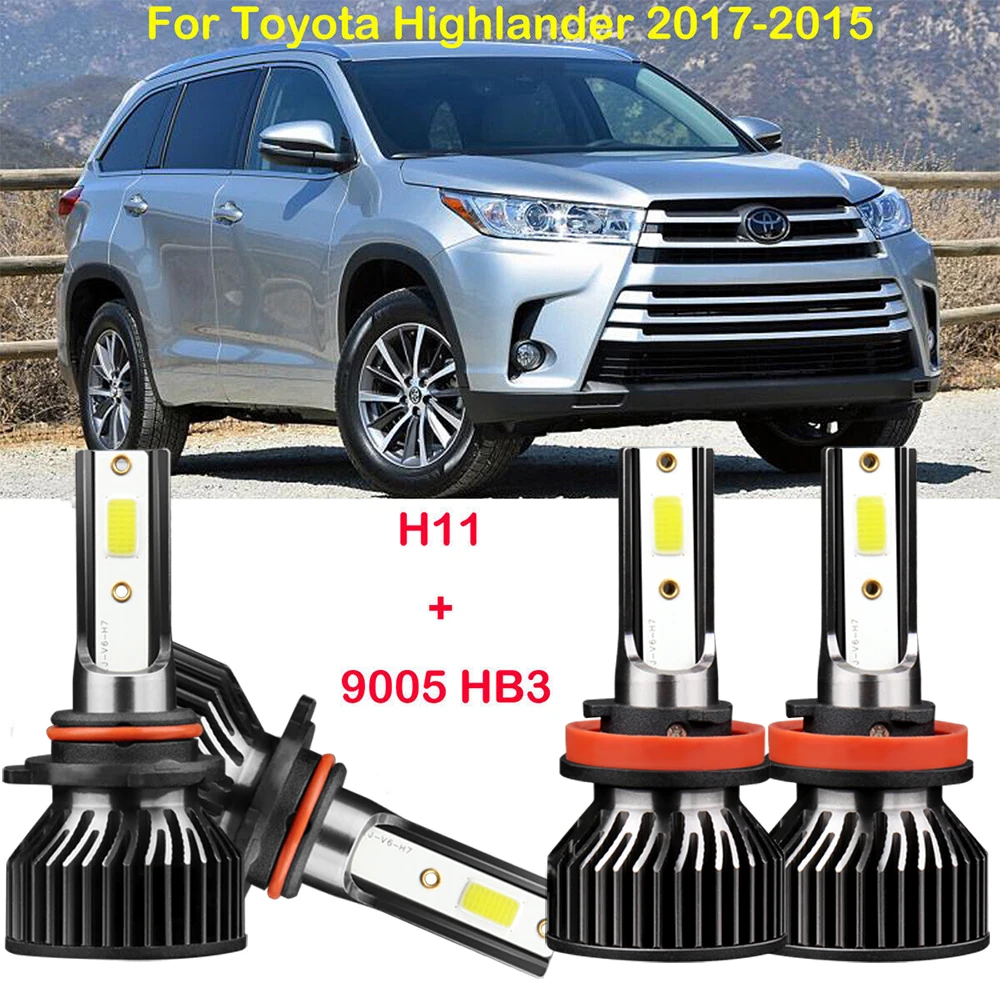 

LSlight 4x LED Headlight Lamps Kit Bulbs High Low Combo Auto Lights Conversion Replacement For Toyota Highlander 2017 2016 2015