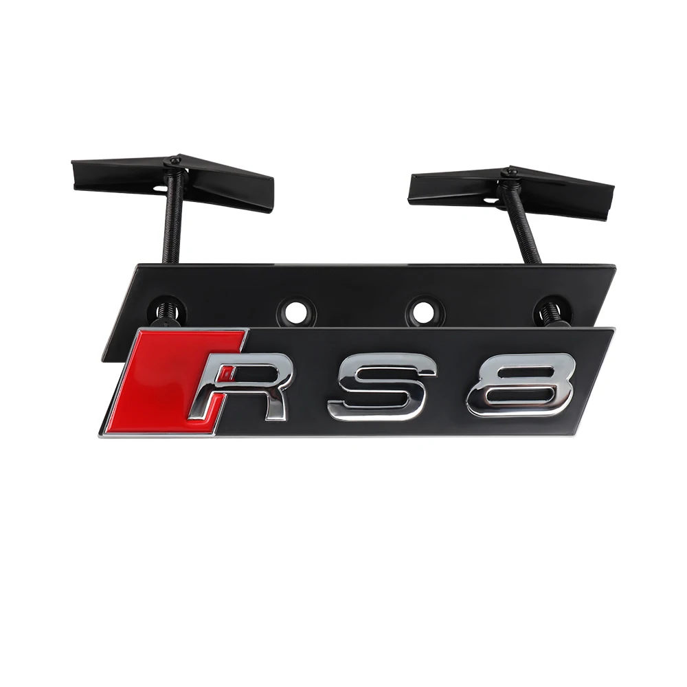 3D ABS Chrom Schwarz S Logo Kühlergrill-Emblem Aufkleber Auto Frontgrill-Abzeichen Dekoration für Audi RS3 RS4 RS5 RS6 RS7 S3 S4 S5 S6 S7 S8
