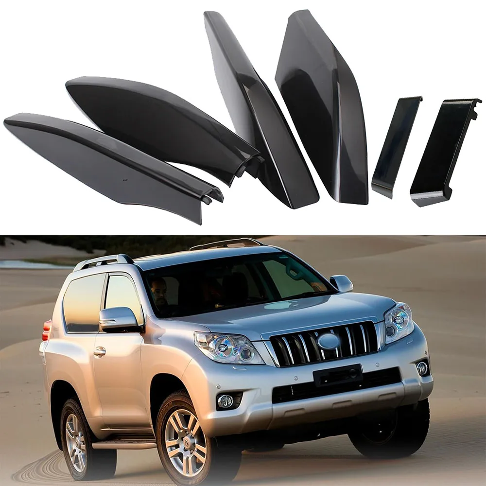 Black Roof Rack Rail Leg End Cover for Toyota Land Cruiser Prado FJ120 Lexus GX470 2003-2009 Replace Roof Rails Rack End Cap