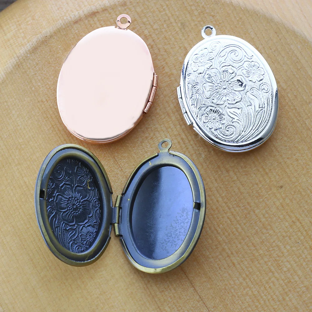 4pcs Flowers Photo Loclet Box Setting Antique Silver Bronze Rose Gold Color Plated Oval Cameo Base Blank Tray