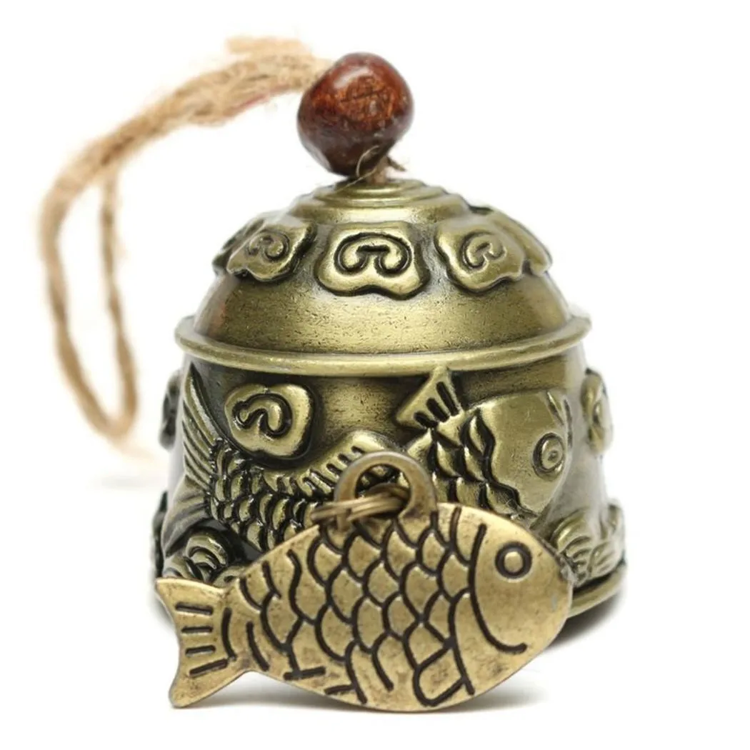 Chinese Dragon Fish Pattern Wind Chime Metal Bell For Room Door Hanging Decor Auspicious Blessing Good Luck Fortune Ornament