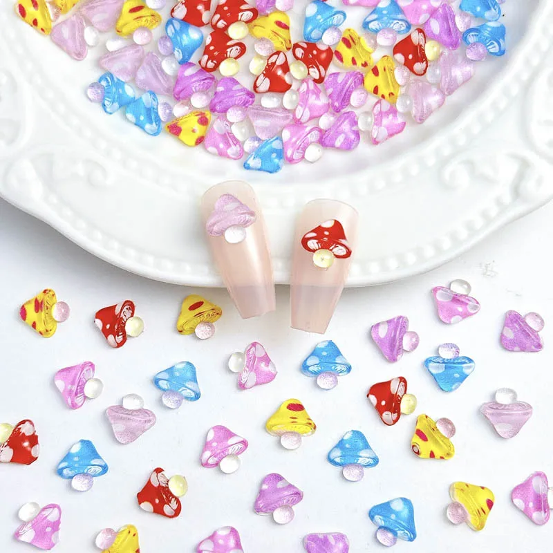 ชาร์มตกแต่งเล็บรูปมาการองหลากสี 20 ชิ้น ลายการ์ตูน 3 มิติ รูปเห็ด ทำจากเรซิ่น สำหรับตกแต่งเล็บ DIY ขนาด 9*10 มม.