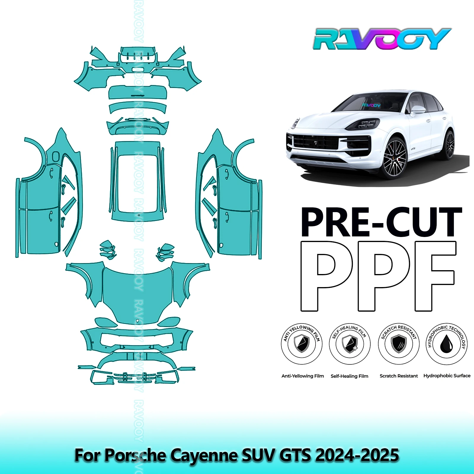 

8.5Mil Precut PPF Paint Protection Film Full Vehicle Clear Bra For Porsche Cayenne SUV GTS 2024-2025