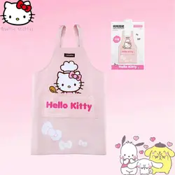 Hello Kitty Apron Sanrios Anime Cinnamoroll Practical Big Pocket Durable Bakery Cotton Apron Kawaii Kitchen Household Cute Gift