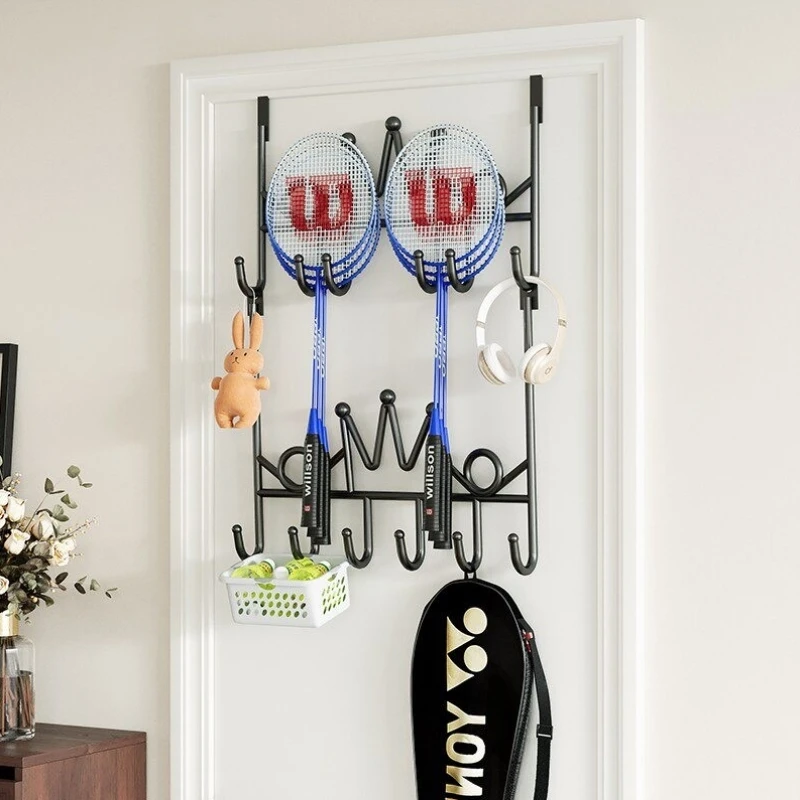wall-mounted-tennis-racket-storage-rack-no-drilling-hook-display-shelf-organizing-tool-traceless-ball-badminton-racket-holder